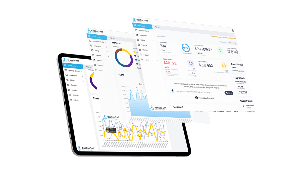 RocketFuel Recharge dashboard showing prepaid balance and real-time meter deductions